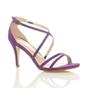 Purple AJVANI Purple High Heel Crossed Straps Buckle Strappy Sandals, Image 1 of 6