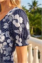 Navy  Petite Floral Print Sweetheart Neck Dress, Image 4 of 4