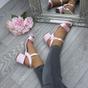 Light Pink Mid Block Heel Buckle Strappy Sandals, Image 5 of 6