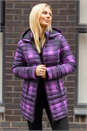 Purple Check Print Quilted Puffer Coat, Image 2 of 4