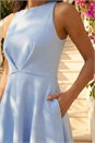 Light Blue  Twist Front Prom Midi Dress, Image 4 of 4