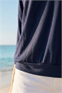 Navy  Bubble Hem V-Neck Top, Image 4 of 4