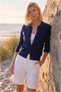 Navy Petite Collar Cardigan, Image 1 of 4