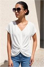 White Petite Twist Hem Top, Image 1 of 4