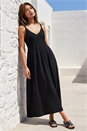 Black Crochet Strappy Midi Dress, Image 2 of 4