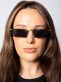 Black Frameless Rectangle Sunglasses in Black, Image 6 of 6