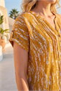 Yellow Abstract Print Buttoned Top, Image 4 of 4