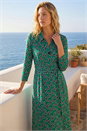 Green Abstract Buttoned Shirt Dress, Image 3 of 4