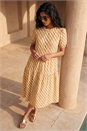 Camel Geo Print Button Shirt Midi Dress, Image 1 of 4