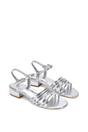 Silver 'Katie' Low Heel Open Toe Sandals With Ankle Strap, Image 5 of 5