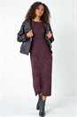 Burgundy Snake Print Jacquard Stretch Dress, Image 2 of 5