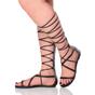Black AJVANI Black Flat Knee High Lace Up Gladiator Sandals, Image 1 of 1