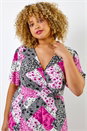 PINK Curve Patchwork Floral Midi Dress, Image 4 of 5