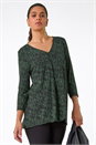 Green Spot Print Pleat Front Tunic Top, Image 2 of 6