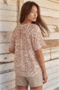 Stone Patchwork Tie Front Top, Image 2 of 4