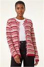Red Linear Textured Cardigan, Image 2 of 5