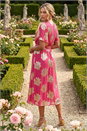 Pink Jacquard Midi Wrap Dress, Image 3 of 4