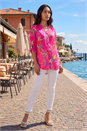 Cerise Floral Print Longline Blouse, Image 2 of 4