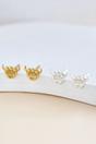 Silver Sterling Silver Highland Cow Crown Studs, Image 1 of 3