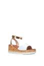 White XY LONDON White Platform Chunky Wedge Flatform Sandals With Ankle Strap, Image 2 of 6