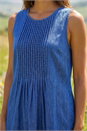 Blue Denim Pintuck Detail Pocket Dress, Image 4 of 4