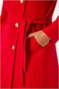 Red Funnel Neck Buttoned Coat, Image 6 of 6