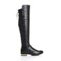 Black AJVANI Black Elastic Tie Up Riding Knee High Boots, Image 2 of 6