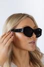 Black Angular Cat-Eye Sunglasses in Black, Image 2 of 6
