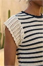 Ivory  Stripe Knitted Top, Image 4 of 4
