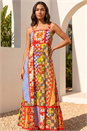 Red Patchwork Ric Rac Maxi Dress, Image 2 of 4
