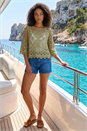 KHAKI Dusk Floral Crochet Top, Image 2 of 4