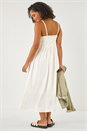 White Crochet Strappy Midi Dress, Image 3 of 5