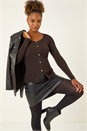 Chocolate Faux Pearl Ribbed Knit Jumper, Image 1 of 6