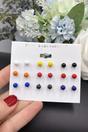 Pink Multicolour Round Ball Minimalist Stud Earrings, Image 2 of 2