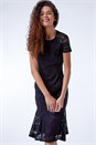 Purple Flute Hem Lace Midi Dress, Image 3 of 5