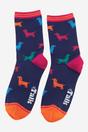 Navy Blue Sausage Dogs Multicoloured Bamboo Socks, Image 2 of 3