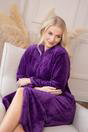 Purple Camille Lingerie Purple Supersoft Diamond Print Zip Up Housecoat, Image 3 of 6