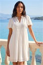 White Embroidered V-Neck Dress, Image 2 of 4