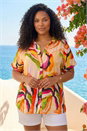 Green Curve Swirl Print Button Shirt, Image 2 of 4