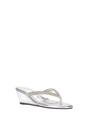 Silver 'Nina' Wedge Heel Sandal Mules With Diamante Thong Strap, Image 2 of 6