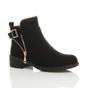 Black Low Heel Gold Zip Ankle Boots, Image 1 of 6