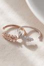 Rose Gold Mia Gioielli Rose Gold Sterling Silver CZ Adjustable Leaf Ring, Image 1 of 3