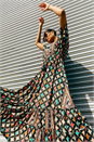 Multi  Geo Print V-Neck Frill Maxi Dress, Image 6 of 6