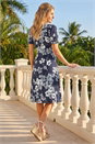 Navy  Petite Floral Print Sweetheart Neck Dress, Image 3 of 4
