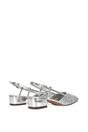 Silver XY LONDON Silver 'Kira' Slingback Court Shoes With Low Block Heel, Image 4 of 5