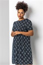 Silver Curve Glitter Print Shift Dress , Image 1 of 4