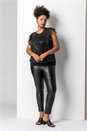 Black Curve Frill Plisse Blouson Top, Image 4 of 5