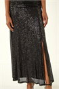 Black Sequin Cowl Neck Maxi Stretch Dress, Image 6 of 6