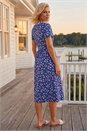 Blue Petite Floral Contrast Stretch Midi Dress , Image 2 of 4