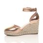 Rose Gold Mid Wedge Heel Ankle Strap Espadrille Sandals, Image 3 of 6